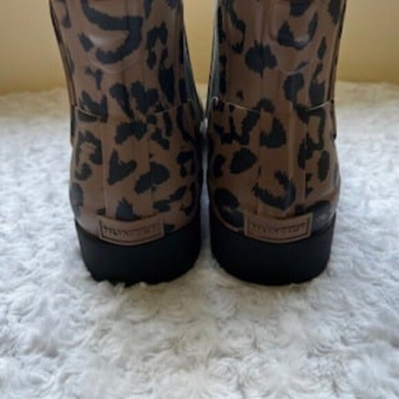 NEW Hunter Cheetah Print Rubber Pull On Rain Boots Women’s Sz 11 NWT - Picture 5 of 9